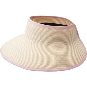 New Sun Visor Hats for Wome  Summer Ponytail Foldable Straw‎ Beach Hat UPF 50+